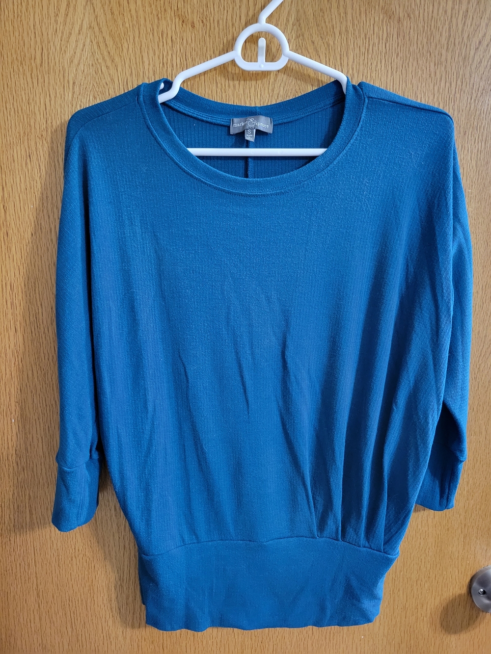 Market & Spruce Teal Crewneck Batwing Knit Top
